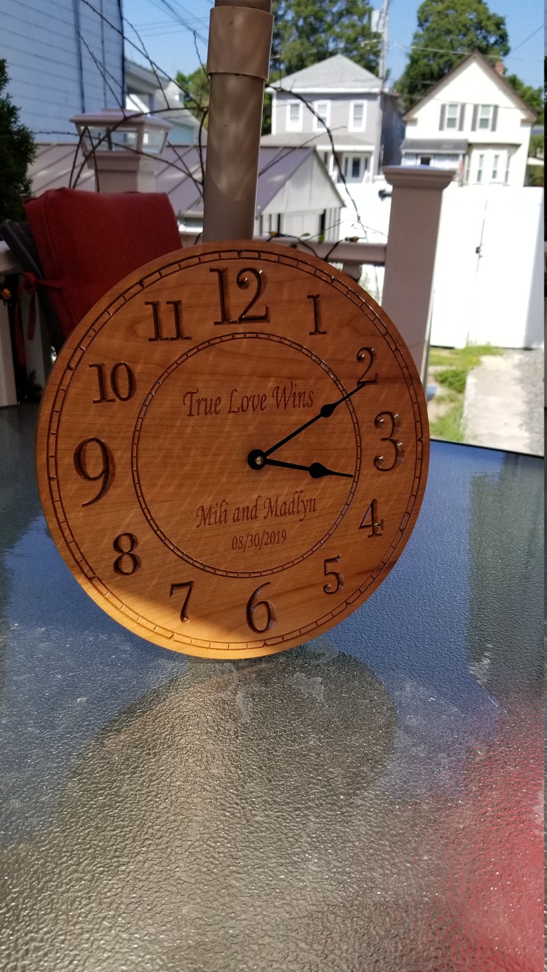 Custom Engraved Clock Personalized Wood Clock Wedding Gift Etsy