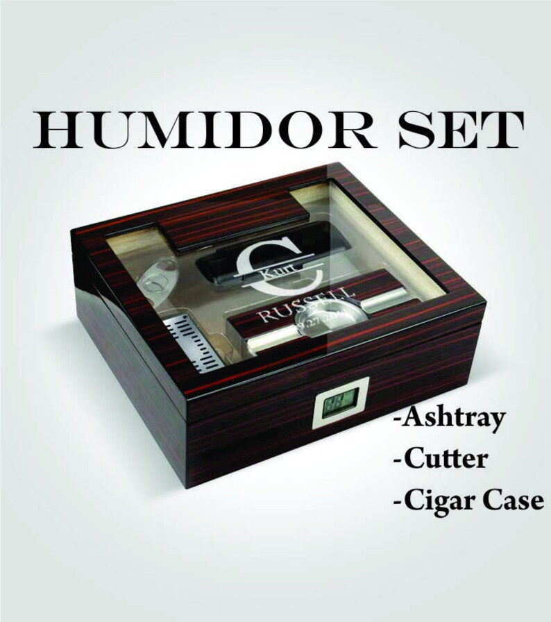 Engraved Humidor Groomsmen Gift Set Cigar Humidifier Gift Etsy