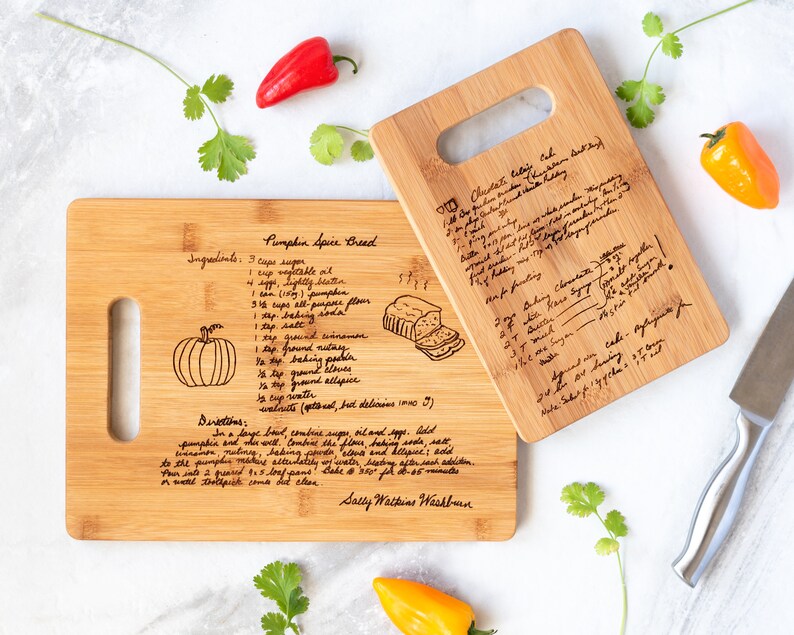 Custom Engraved Family Recipe Cutting Board Mother's Day image 0