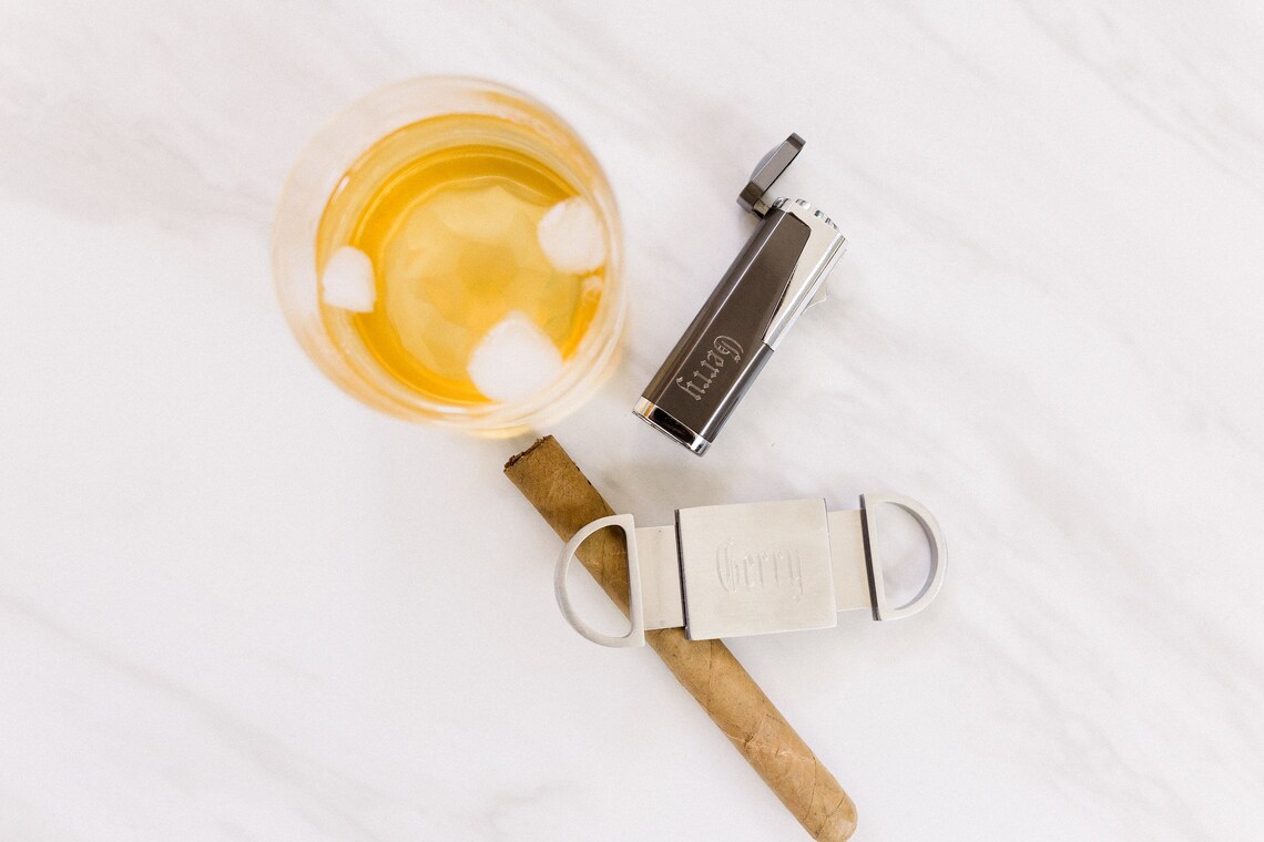 Cigar Cutter and Lighter Set Cigar Cutter Personalized Etsy