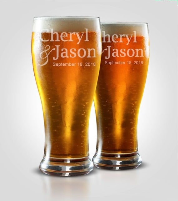Personalized Wedding Beer Glasses Engraved Wedding Glasses Etsy
