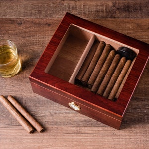 Engraved Humidor, Cigar Lighter, Personalized Cigar Humidor, Personalized Ashtray, Custom Humidor Gift Set for Him, Cigar Box Empty, Black image 5