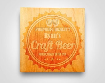 Engraved Coasters- Wood Coasters - Wood Coaster Sets - Wooden Coasters For Drinks - personalized Craft Beer Coasters - Custom Coasters