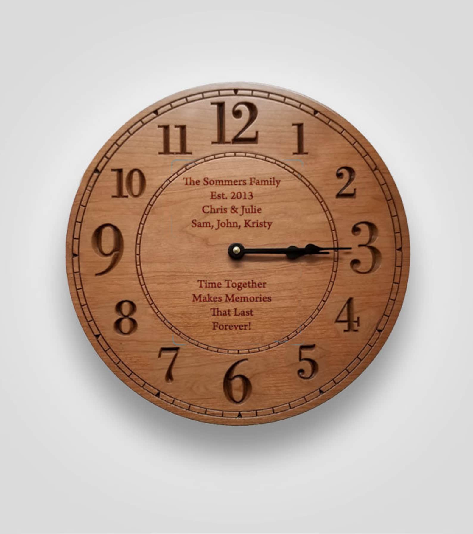 Custom Engraved Clock Personalized Wood Clock Wedding Gift Etsy