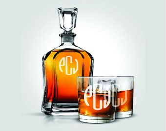 Decanter Set, Custom Decanter Whiskey Set, Whiskey Decanter Set, Scotch Decanter Set, Engraved Decanter and Whiskey Glasses Set, Decanter