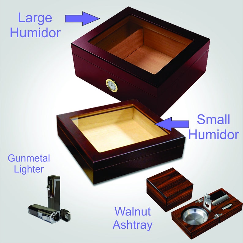 Cigar Humidor Gift Set Personalized Cigar Box Custom Wood Etsy