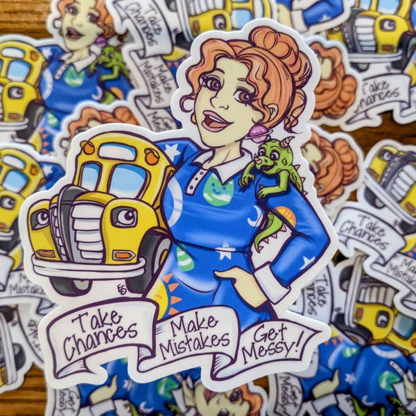 Ms. Frizzle & Bus Sticker