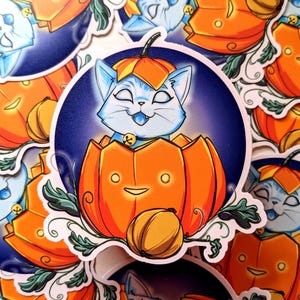 Pumpkin Ghost Kitty Sticker