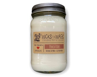 Porch Vibes Soy Candle | Large Mason Jar Candle | Scented Natural Soy Candle | Vegan | Donation to Animal Rescue Group Included