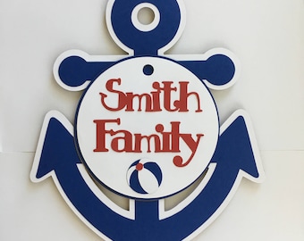 Large 10" Personalized anchor Cruise Door Decoration with Magnet option