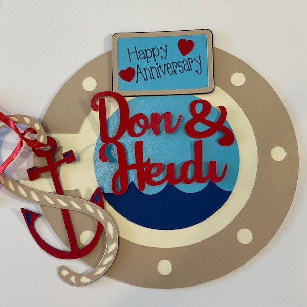 Grande décoration personnalisée de porte de croisière hublot mariage/anniversaire de 20 cm avec aimant en option