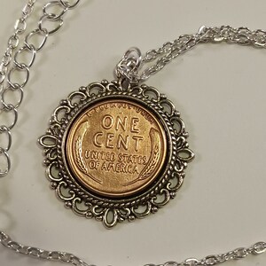 Copper Wheat Penny Coin Necklace, United States Coin, Pendant Necklace, year 1949, #2