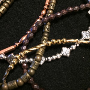 Metalic Bead Bracelets with Clasps, Stacking Bracelets, Set of 5, # 67