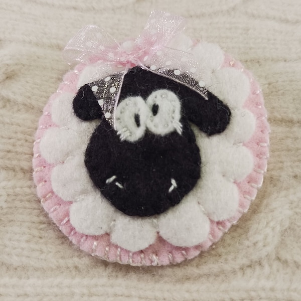 Wonky Eyed Black Sheep Pin, Whimsical Jewelry, # 76