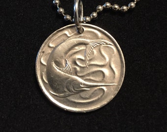 Singapore Coin Necklace, Pendant Necklace, year 1973, #7