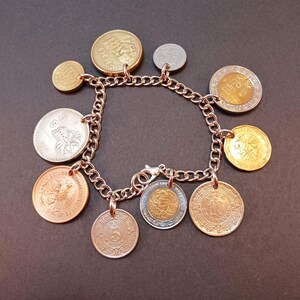 Mexico Coin Bracelet, Charm Bracelet, Year  1937 to 2021, # 17-344