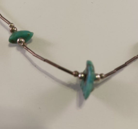 Vintage Silver and Turquoise Necklace, Late 1960'… - image 2