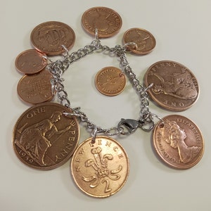 England Coin Bracelet, Charm Bracelet, 1913-1981, #8-200
