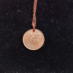 Netherlands Coin Necklace, Pendant Necklace, Year 1966, # 12