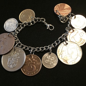Southern Europe Coin Bracelet, Charm Bracelet, Years 1918 to 2014, # 3-289