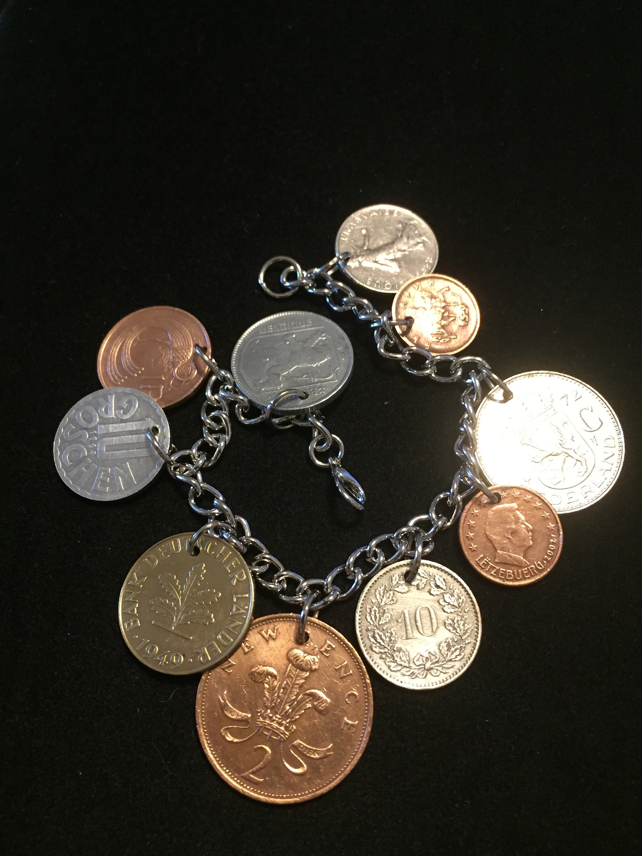 Custom Paperclip Initial Coin Bracelet