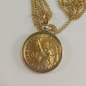 Presidential John Tyler Coin Necklace, United States Dollar Coin, Pendant Necklace, Year 2009, # 10