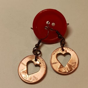 Heart Cut Out Penny Earrings, United States Coins, #9