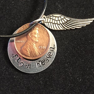 Penny From Heaven Necklace, US Penny, Stamped Message Coin Necklace, #10