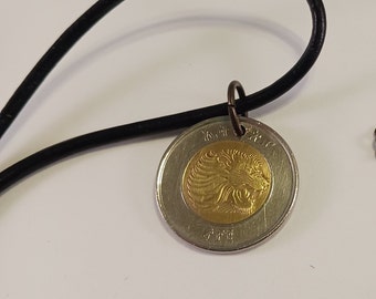 Ethiopia Coin Necklace, Pendant Necklace, Year 2010, # 4