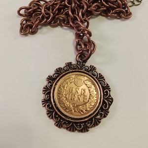 Indian Head Penny Necklace, United States Coin, Pendant Necklace, Year 1901, #5