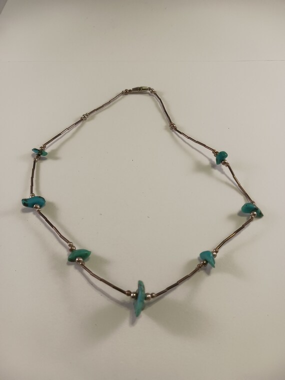Vintage Silver and Turquoise Necklace, Late 1960'… - image 10