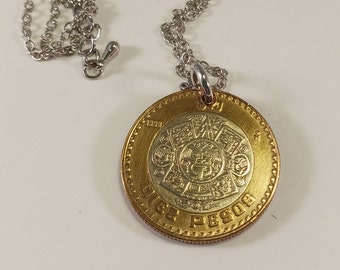 Mexico Coin Necklace, Pendant Necklace, Year 1998, # 20