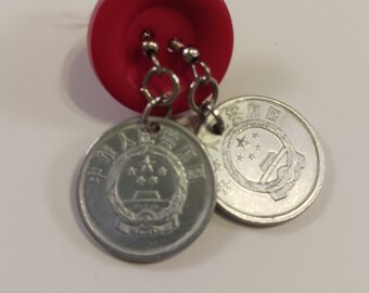 China Coin Earrings, Dangle Earrings, Years 1984 and 1985, # 257
