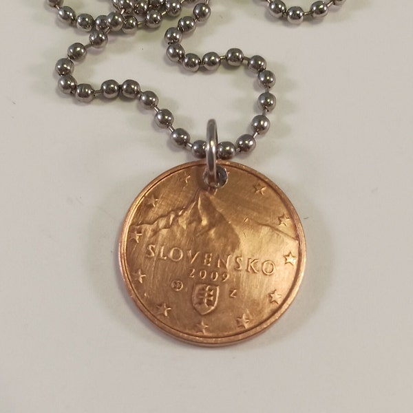 Slovakia Coin Necklace, Pendant Necklace, Year 2009, # 1