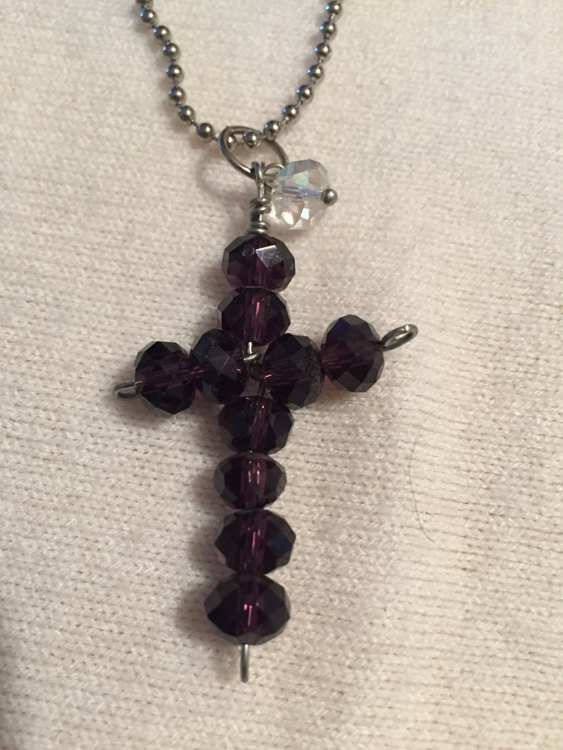Dark Purple Cross Pendant Necklace