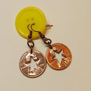 Star Cut Out Penny Earrings, United States Coins, #6