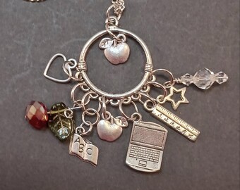 Teachers Charm Necklace, Teachers  Gift, 1-1