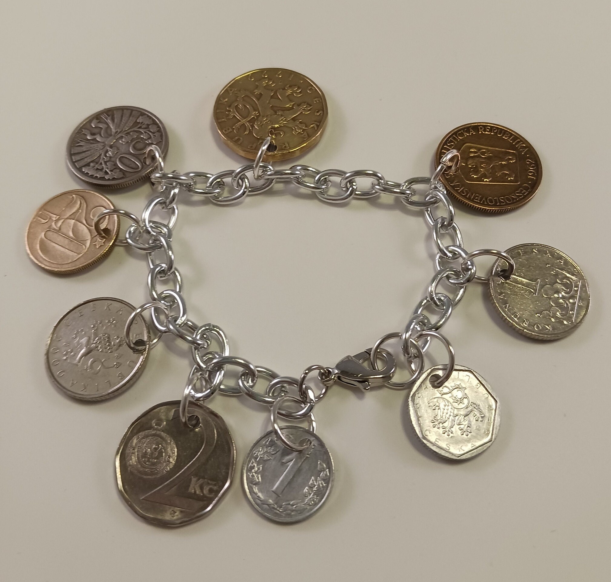 Czech Republic Coin Bracelet, Charm Bracelet, # 1-283 - Etsy