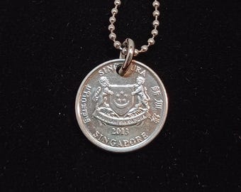 Singapore Coin Necklace, Pendant Necklace, Year 2013, # 9