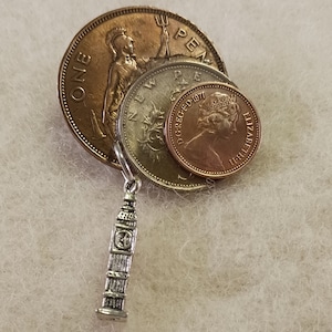 England Coin Pin with Big Ben Charm, #2-13