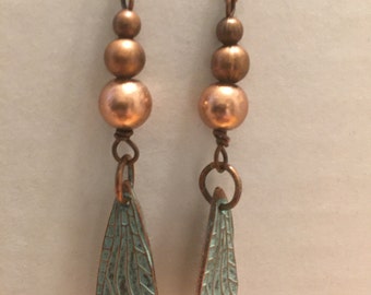 Copper Wing Earrings, Dangle Earrings, Southwest Style, #76