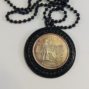 Massachusetts State Quarter Pendant, United States Coin, Pendant Necklace, Year 2000, # 28