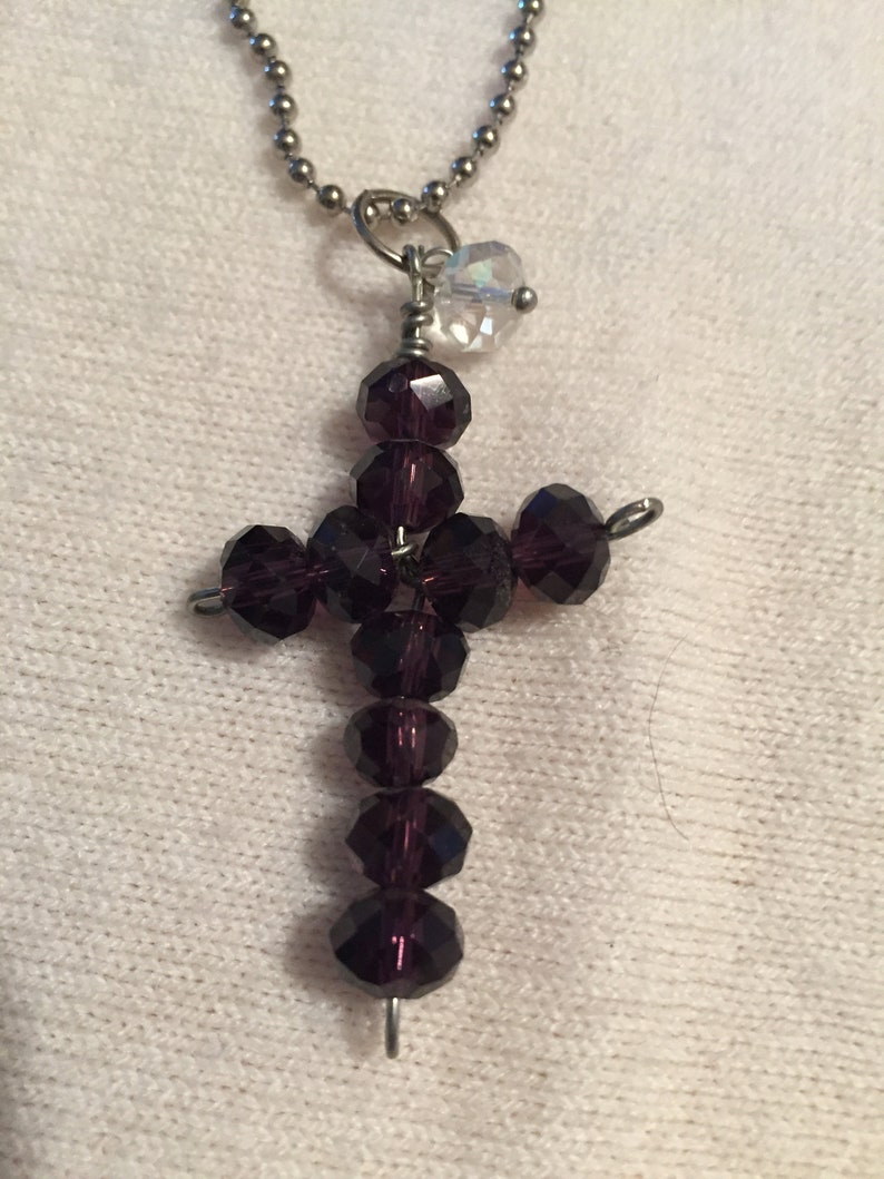 Dark Purple Cross Pendant Necklace