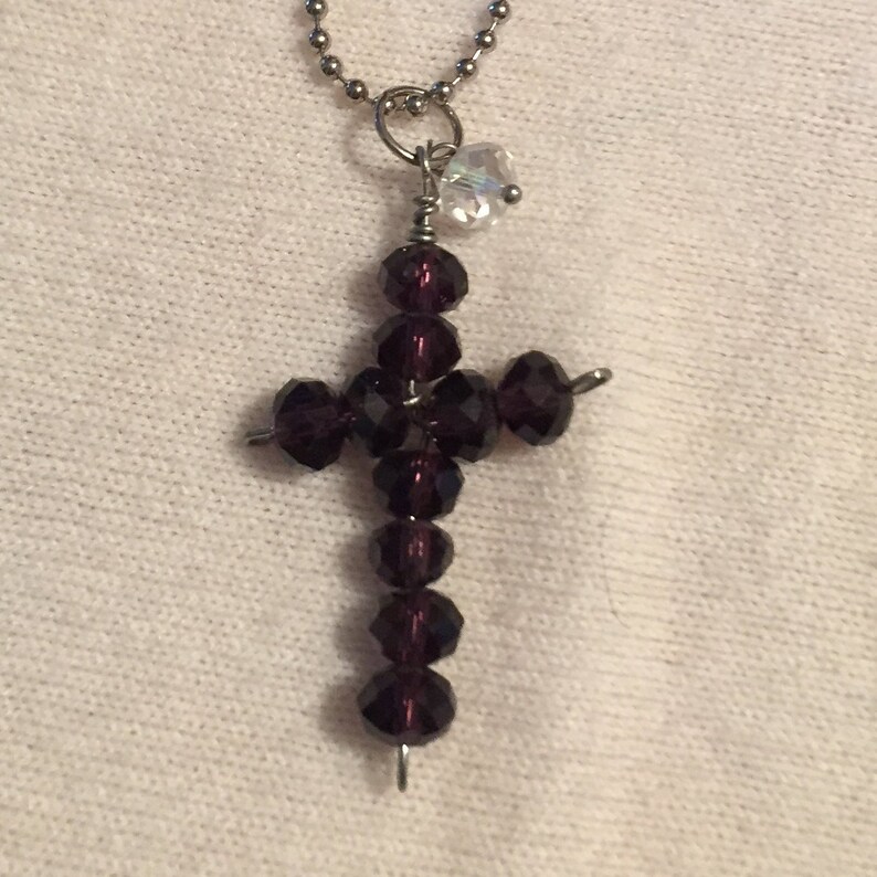 Dark Purple Cross Pendant Necklace