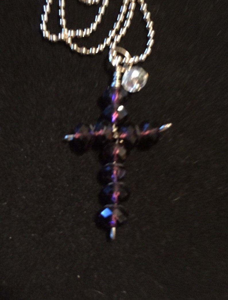 Dark Purple Cross Pendant Necklace