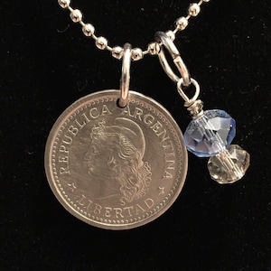 Argentina Coin Necklace, Pendant Necklace, year 1959, # 1