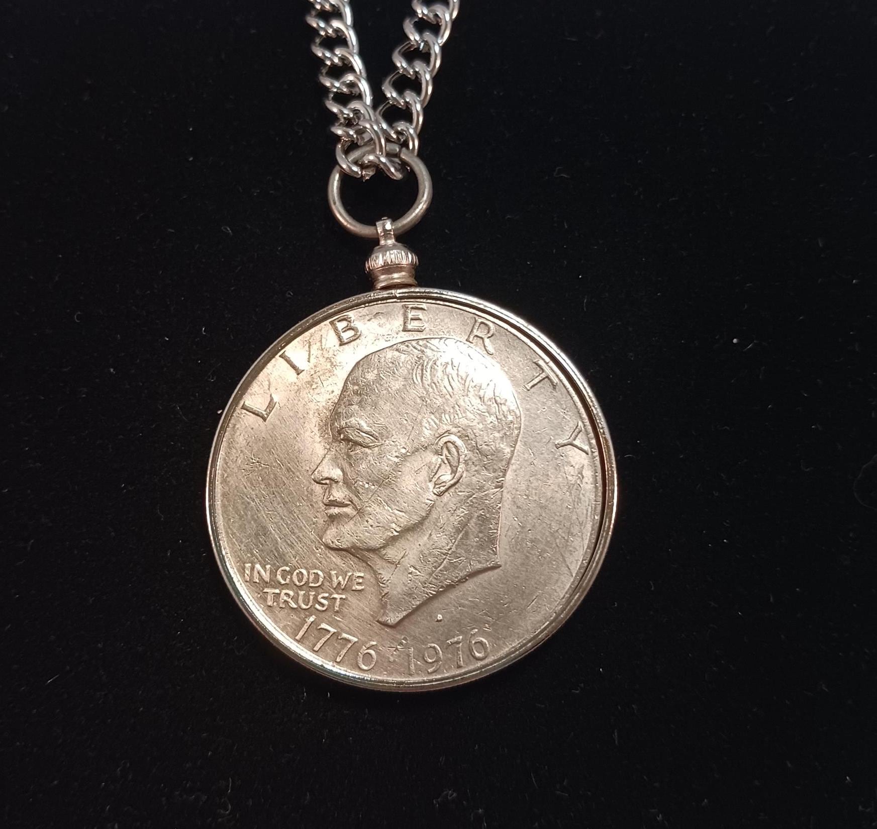 Eisenhower Eagle Dollar Proof Coin Pendant On 24