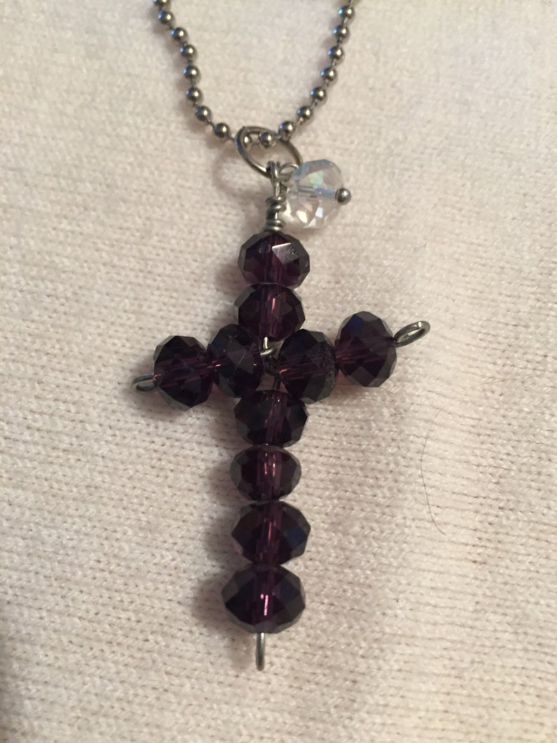 Dark Purple Cross Pendant Necklace