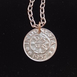 Indonesia Coin Necklace, Pendant Necklace, Year 1957, # 7