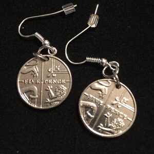 England Silver Coin Earrings, Dangle Earrings, year 2013, #72
